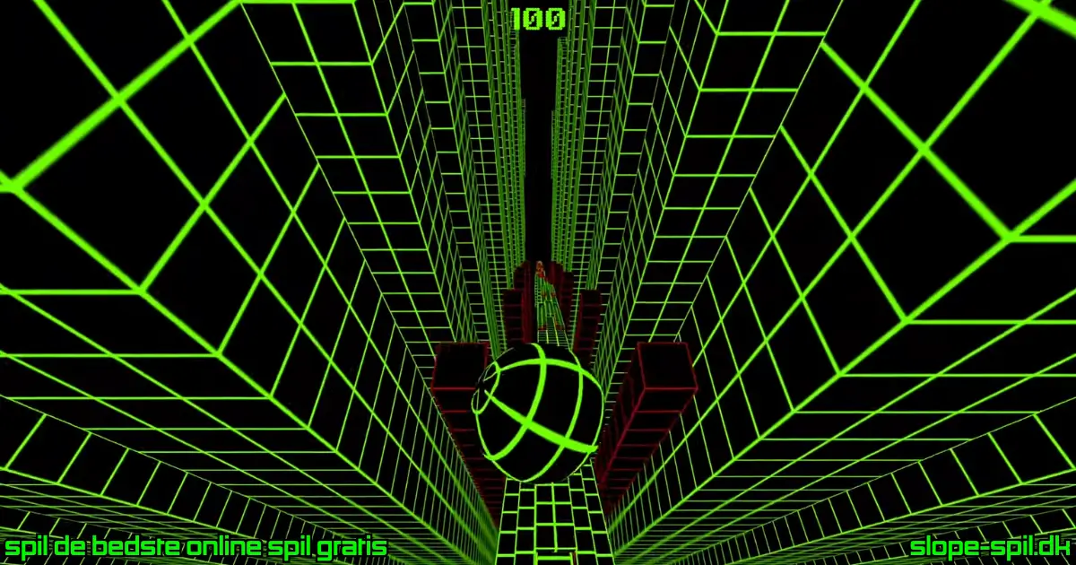 Slope Game løb med score 100 på smal neonbane