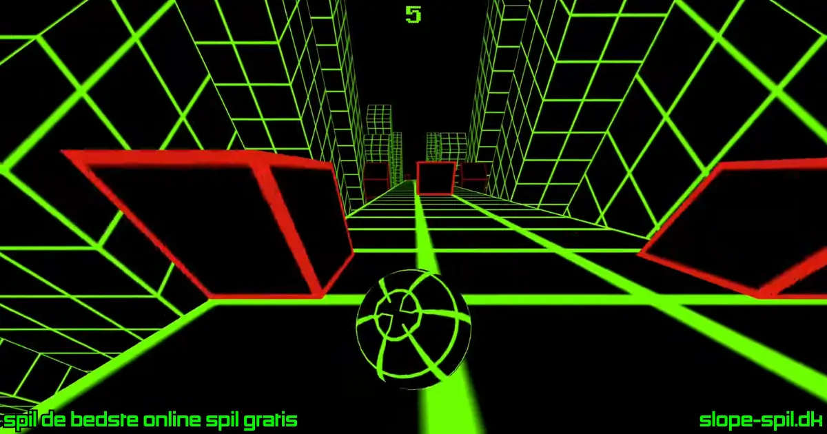 Slope spil bold der ruller tæt forbi røde blokke på banen