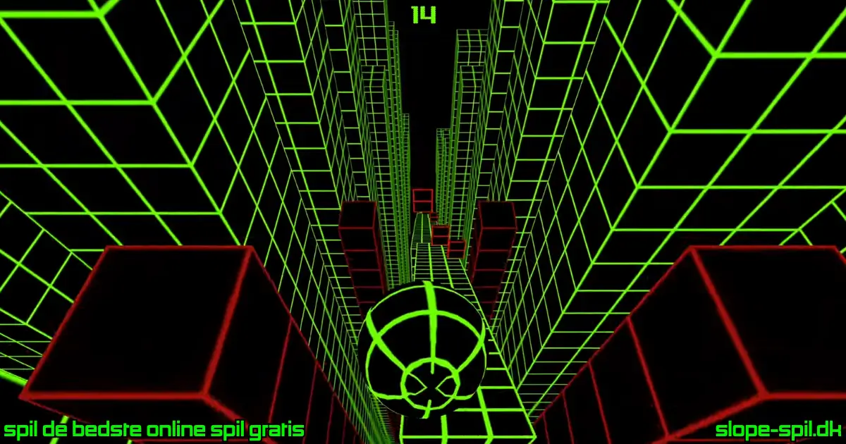 Slope spil neon bold i luften mellem høje vægge og forhindringer