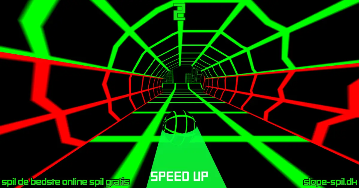 Slope spil tunnel med røde og grønne vægge og speed felt