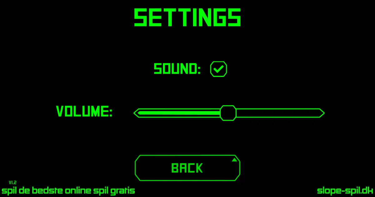 Slope spil indstillinger skærm med lyd og volume kontrol
