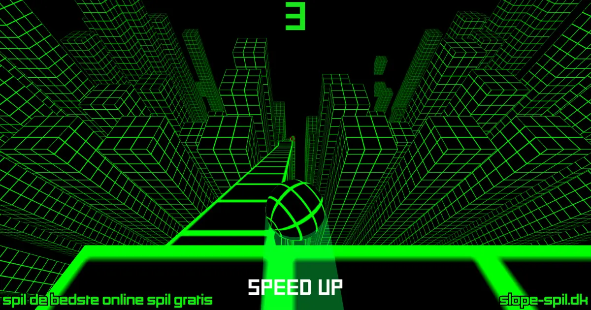 Slope spil bold der hopper mellem høje neon tårne med speed up