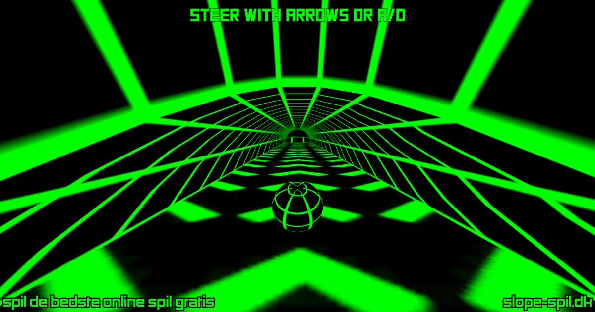 3D tunnel i Slope spil med grøn neon bold der ruller fremad